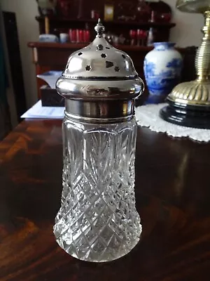 Buy Large Sterling Silver And Cut Glass Sugar Shaker • 65£