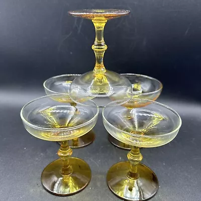 Buy Vtg Libbey Coupe Forever Amber Ombre Champagne Glasses Set Of 5 Barware MCM • 28.77£