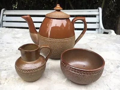 Buy Very Rare Miniature Antique Langley Ware Pottery Teapot, Milk Jug, Sugar Bowl. • 30£