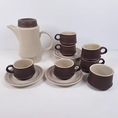 Buy Purbeck Pottery Brown Diamond Coffee Pot Set Cups Saucers Sugar Bowl Stoneware • 38.41£
