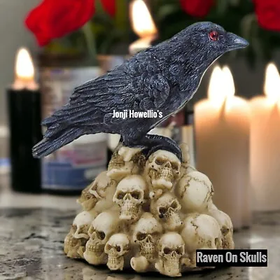 Buy Raven Skull Gothic Crow Figurine Poe Ornament Skulls Pagan Wiccan Home Art Deco • 8.65£
