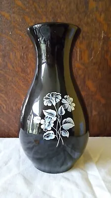 Buy Wade 'Black Frost'  Tall Vase Vintage  Black White Flowers  • 3£