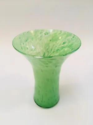 Buy Vintage Nazeing Green Cloud Mottled Bubble Glass Waisted Vase. • 20£