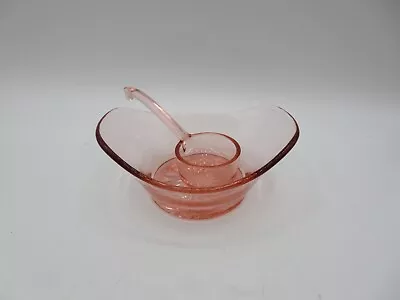 Buy Pink Depression Glass Mayo / Condiment Bowl And Spoon Elegant • 17.36£