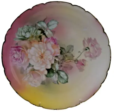 Buy Bavarian Hand Painted 11 Inch Porcelain Plate With Pink Roses #2682-24 • 13.99£