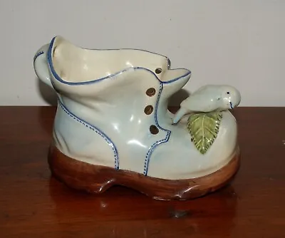 Buy Indoor Ceramic Planter Boot With Bird On The Leaf • 14£