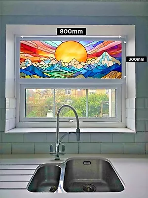 Buy Stained Glass Window Film - Abstract Sun - Multicoloured - Easy Apply - No Glue • 17.99£