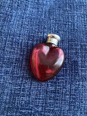 Buy Antique Sampson Mordan Sterling Silver Cranberry Glass Heart Scent Bottle • 250£