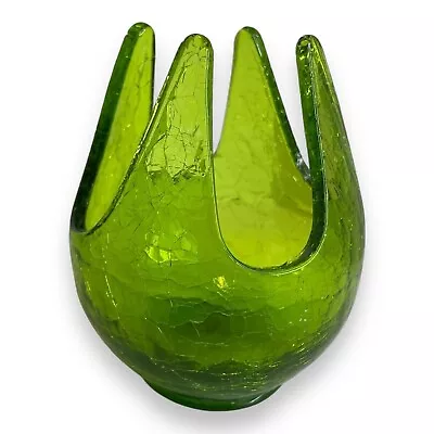 Buy VTG  Viking Epic Emerald Green Crackle Glass Patio Light Candle Holder MCM Glows • 33.77£