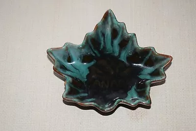 Buy Blue Mountain Pottery Canada Maple Leaf Trinket Dish Green Drip Glaze Ashtray • 8.99£