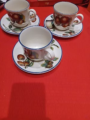 Buy Staffordshire Tableware Autumn Fayre Cups & Saucers Fruit Pattern England X 3 • 12.99£