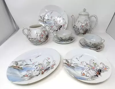 Buy Vintage Kutani 2 Person Tea Set Teapot Sugar Bowl Plates Cups Fine China • 49.99£