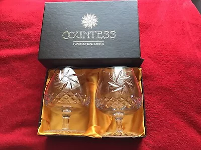 Buy Boxed Pair Of Countess Edinburgh Handcut  Lead Crystal Brandy Glasses. Pinwheel. • 22£