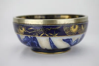 Buy Antique(1891-) Doulton Burslem Silver Rimmed Blue/Gold Bowl, Very Rare, A++++ • 78£