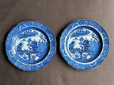 Buy Two Antique Early Swansea Cambrian Pottery Dillwyn Pearlware Plates C1810 • 70£