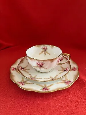 Buy C 1903 John Aynsley Art Nouveau  Gilded Roses  Tea Trio, Pattern #13705 Set #2 • 102.23£
