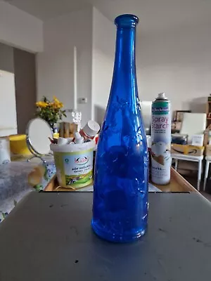 Buy Collectable Ikea Blue Glass Bottles Vases 1 Ltr  Flower Patter Made In Russia  • 10.06£