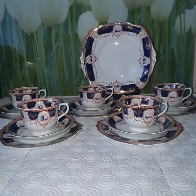 Buy Rare Antique Royal Vale Footed Cobalt Blue Brown Tea Set Longton 3460 • 40£