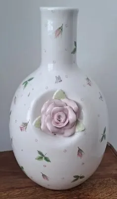 Buy Vase White Pink Roses Ceramic Bottle Neck By Kkim  • 15£