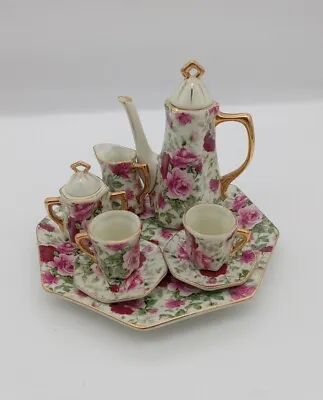 Buy Roses Mini Tea Set Collectible Teapot Cups Saucers Creamer Sugar &  Underplate  • 23.91£