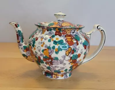 Buy Vintage Crown Ducal Ware Chintz Teapot England CRD85 Fruit Flowers Grannycore • 97.30£