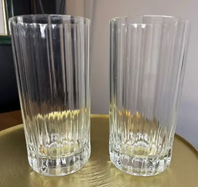Buy Vtg PASABAHCE (2) 12oz Clear Cut DRINKING GLASSES 5.6  Optic Vertical Lines -XPO • 17.84£