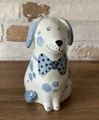 Buy Vintage Rye Pottery Dog Blue Spot Dog With Bow Tie VGC • 16.99£