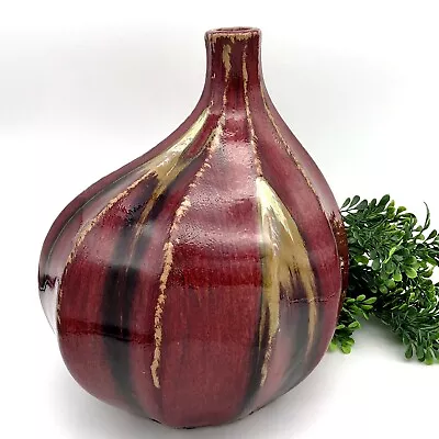 Buy Studio Pottery Glazed Gourd Vase Chinese Oxblood Flambé Style Signed On Bottom • 80.22£