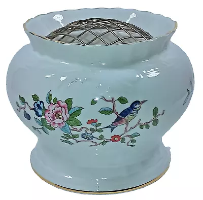 Buy Aynsley Pembroke Flower Rose Bowl Ceramic Vase W/ Grid Floral & Birds Decor VGC • 19.99£