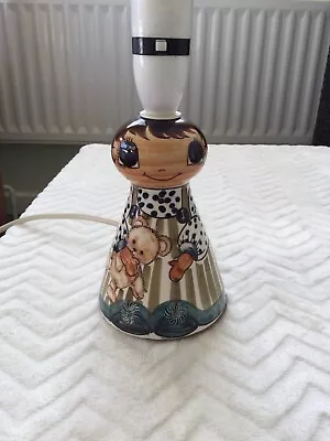 Buy Vintage Jersey Pottery Channel Islands Bedside Lamp Base Girl With Teddy • 35£