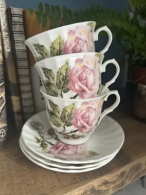 Buy 3 X Laura Ashley Teacups And Saucers Pink Roses • 20£