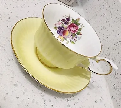 Buy Yellow Royal Standard Fine Bone China Tea Cup And Saucer Yellow Fruit & Floral • 12.12£