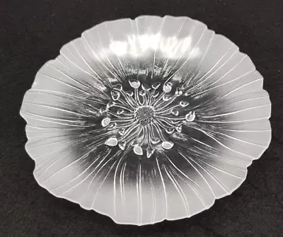 Buy Vintage MATS Jonasson Art Glass Clear&Frosted Flower Design Plate 19.3 Cm Sweden • 15£