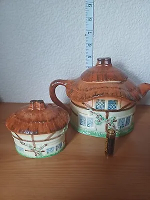 Buy Devon Cobb Burlington Ware Thatched Cottage Tea Pot Sugar Bowl Bundle • 12.99£