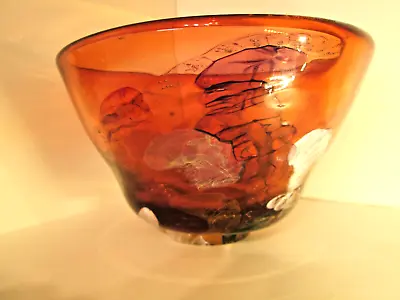 Buy LARGE! STUNNING! British Studio/Art Glass Bowl Signed 'Harvey ??  Dated '97 • 65£