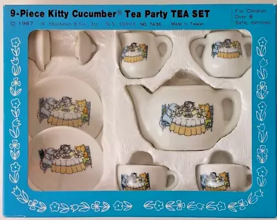 Buy Vintage 1987 Shackman & Co. Kitty Cucumber Tea Party 9 Piece Children's Tea Set • 19.20£