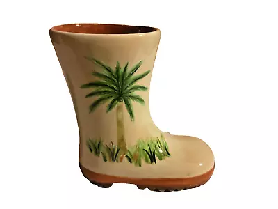 Buy Vintage Ganz Ceramic Glaze Rain Boot Palm Tree Decor Planter With Drain Hole • 14.41£