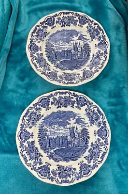 Buy Unicorn Tableware Blue Transferware Royal Homes Of Britain Dinner Plates X2 10in • 18£