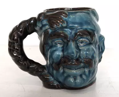 Buy Guernsey Pottery Face Character Novelty Mug Tankard BLUE Fisherman Treacle Glaze • 6.99£