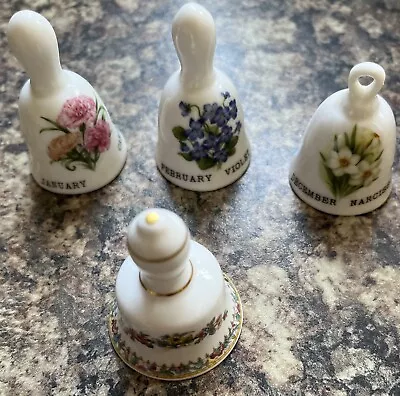 Buy Collection Of 4 Miniature Fine China Bells Inc Coalport Ming Rose • 3.99£