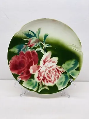 Buy Antique French Gien Plate Made In France 1920s Faience Green Pink Roses Floral • 24.06£
