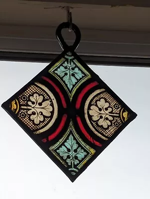 Buy Wonderful Victorian Compact Stained Glass Window Panel With Hand Painted Element • 120£
