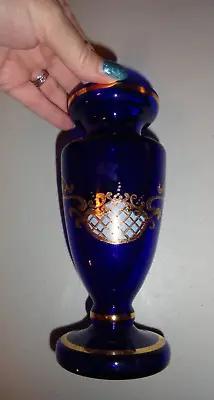 Buy Bohemian Cobalt Blue & Gold Trim Art Vase 7 1/8  Tall - Czechoslovakia • 35.71£