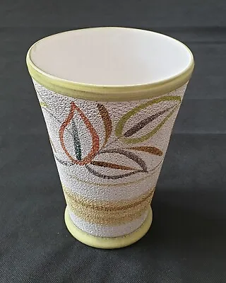 Buy Large Vintage Vase With Textured Glaze And Leaf Pattern By Langley Pottery 1950s • 34.99£