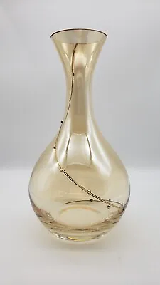 Buy Pale Amber Genie Bottle Vase With Applied Gold Spiral And Beads 9.75 Inches Tall • 18.89£