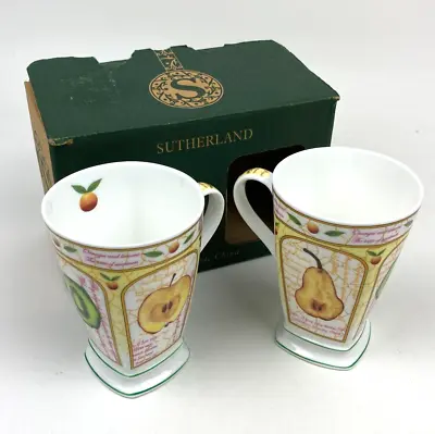 Buy Sutherland Fine Bone China Tea Coffee Cup Elegance Mug FRUITFUL Pattern Set Of 2 • 24.58£