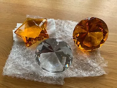 Buy Rosenthal Star Glass Amber Paperweight Plus Diamond Shaped Shaton • 20£