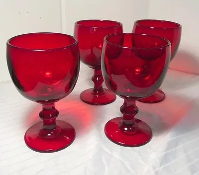 Buy Lot Of 4 ANCHOR HOCKING ROYAL RUBY BALL GOBLETS EXCELLENT CONDITION • 28.95£