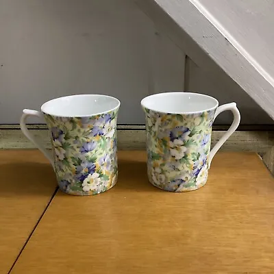 Buy Pair Of Fine Bone China Mugs Vintage Queen's ‘English Chintz’ Made In England • 19.99£