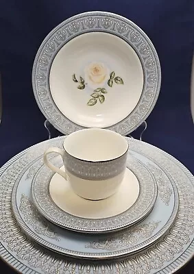 Buy Princess Diana Dinnerware Collection 5pc Place Setting Franklin Mint Silver Blue • 57.84£